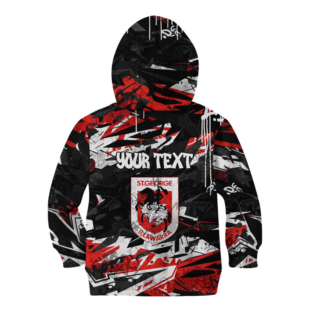 Personalized St. George Illawarra Dragons Kid Hoodie Graffiti Grunge Abstract Urban Street Style Design