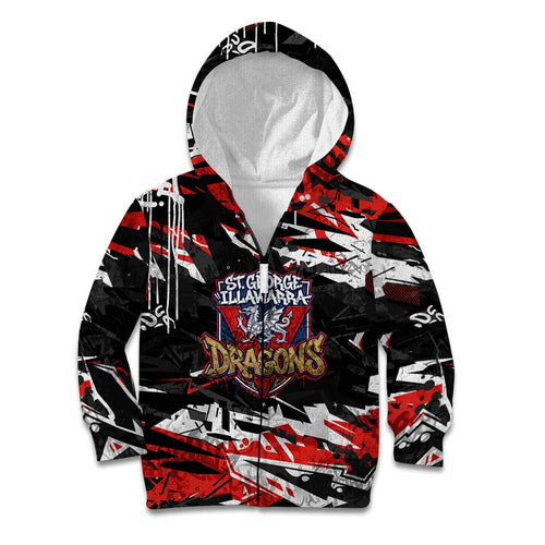 Personalized St. George Illawarra Dragons Kid Hoodie Graffiti Grunge Abstract Urban Street Style Design