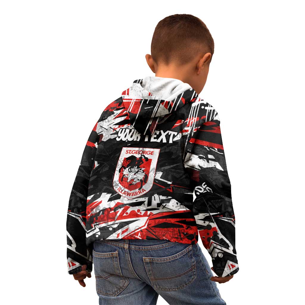 Personalized St. George Illawarra Dragons Kid Hoodie Graffiti Grunge Abstract Urban Street Style Design