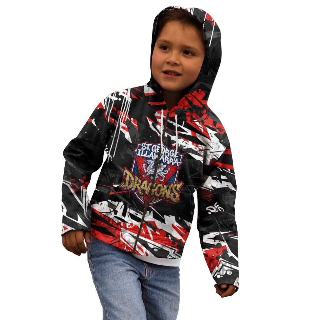 Personalized St. George Illawarra Dragons Kid Hoodie Graffiti Grunge Abstract Urban Street Style Design