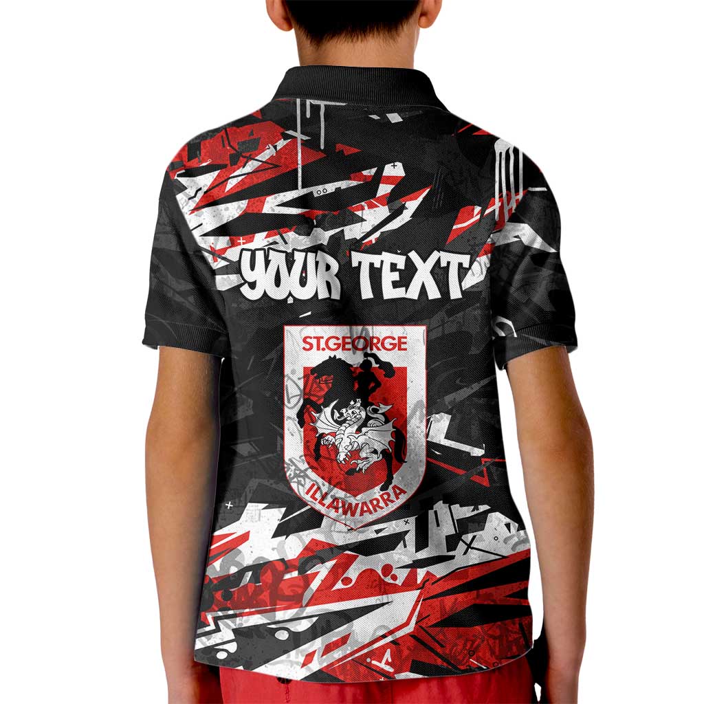 Personalized St. George Illawarra Dragons Kid Polo Shirt Graffiti Grunge Abstract Urban Street Style Design