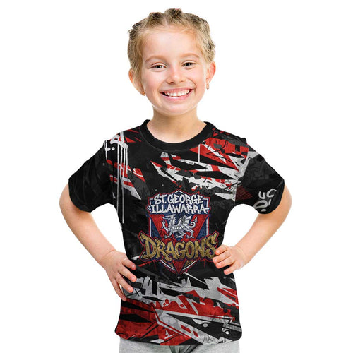 Personalized St. George Illawarra Dragons Kid T Shirt Graffiti Grunge Abstract Urban Street Style Design