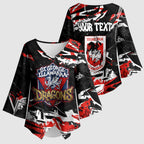 Personalized St. George Illawarra Dragons Kimono Sleeve Blouse Graffiti Grunge Abstract Urban Street Style Design