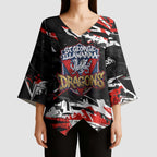 Personalized St. George Illawarra Dragons Kimono Sleeve Blouse Graffiti Grunge Abstract Urban Street Style Design