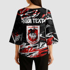 Personalized St. George Illawarra Dragons Kimono Sleeve Blouse Graffiti Grunge Abstract Urban Street Style Design