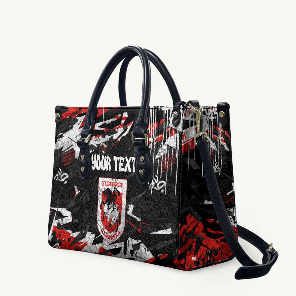 Personalized St. George Illawarra Dragons Leather Bag Graffiti Grunge Abstract Urban Street Style Design
