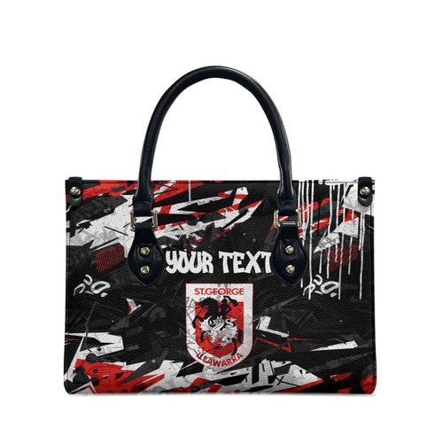 Personalized St. George Illawarra Dragons Leather Bag Graffiti Grunge Abstract Urban Street Style Design