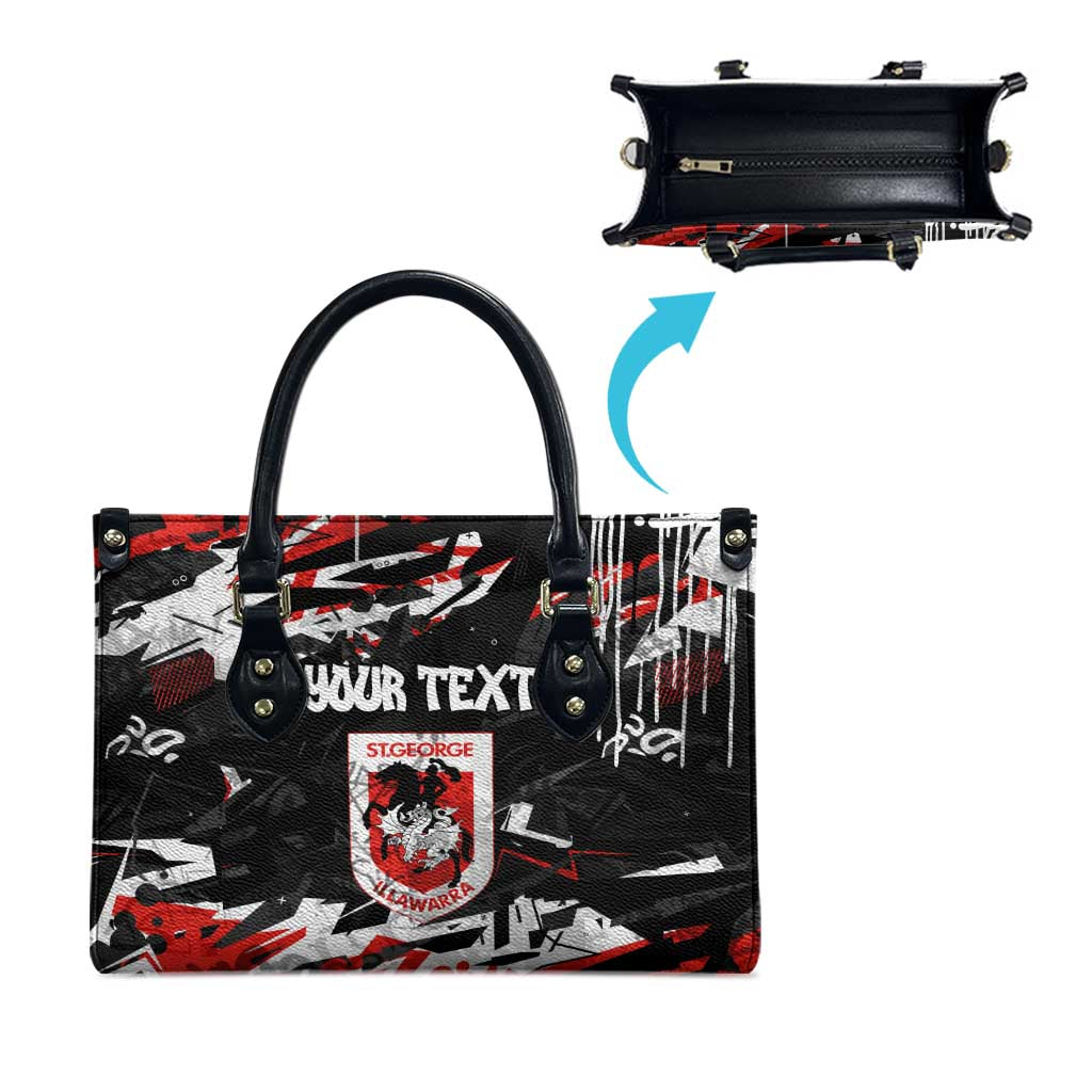 Personalized St. George Illawarra Dragons Leather Bag Graffiti Grunge Abstract Urban Street Style Design