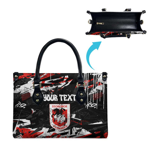 Personalized St. George Illawarra Dragons Leather Bag Graffiti Grunge Abstract Urban Street Style Design