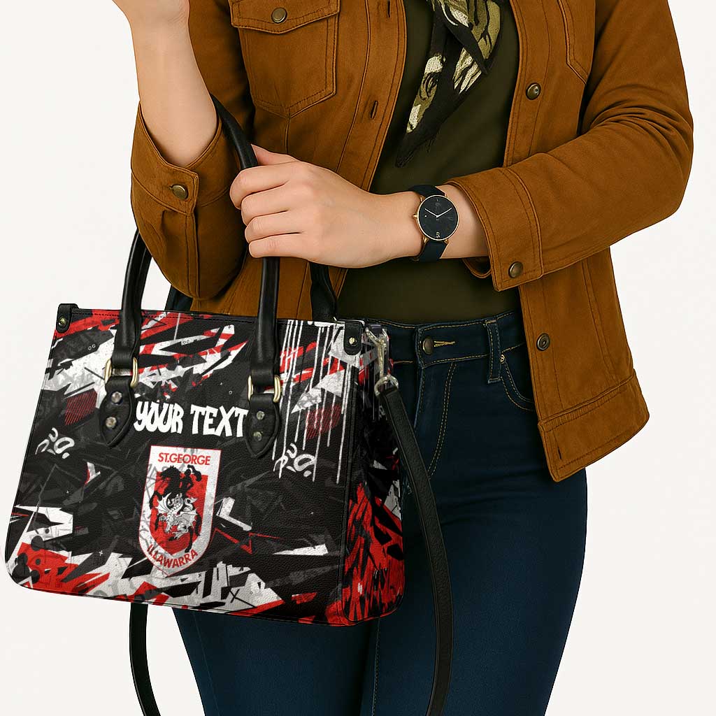 Personalized St. George Illawarra Dragons Leather Bag Graffiti Grunge Abstract Urban Street Style Design