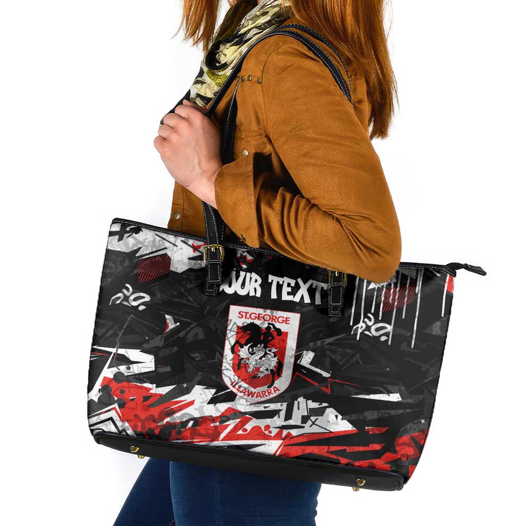 Personalized St. George Illawarra Dragons Leather Tote Bag Graffiti Grunge Abstract Urban Street Style Design