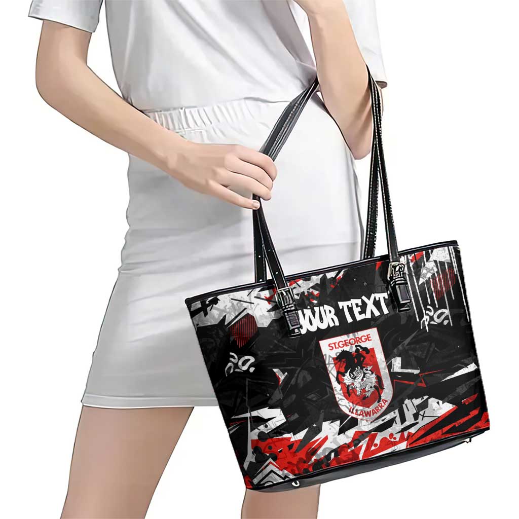 Personalized St. George Illawarra Dragons Leather Tote Bag Graffiti Grunge Abstract Urban Street Style Design