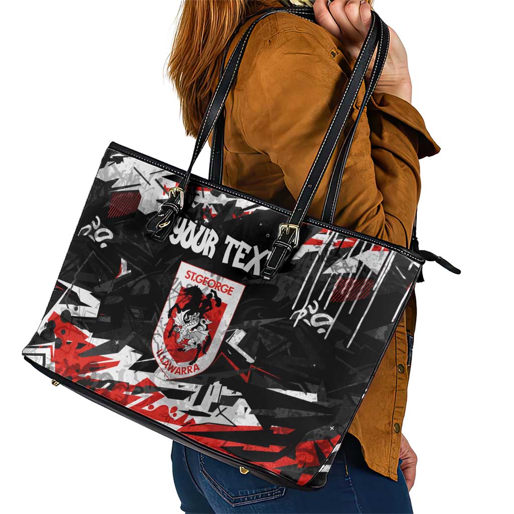 Personalized St. George Illawarra Dragons Leather Tote Bag Graffiti Grunge Abstract Urban Street Style Design