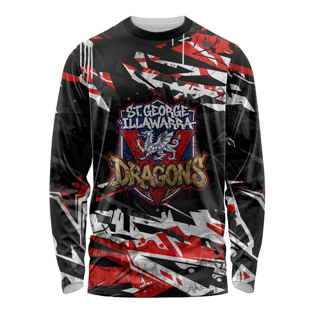 Personalized St. George Illawarra Dragons Long Sleeve Shirt Graffiti Grunge Abstract Urban Street Style Design