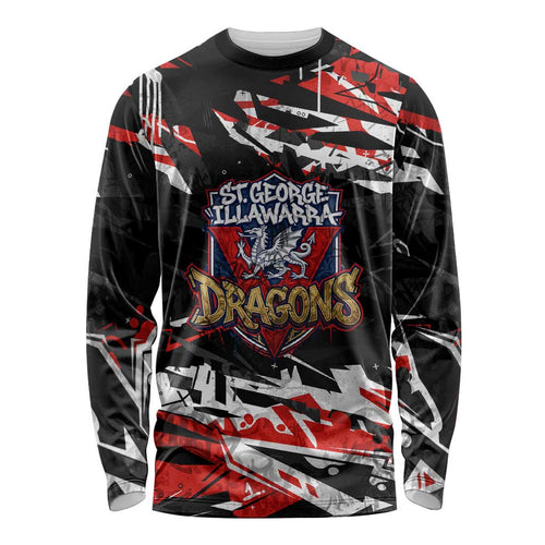 Personalized St. George Illawarra Dragons Long Sleeve Shirt Graffiti Grunge Abstract Urban Street Style Design
