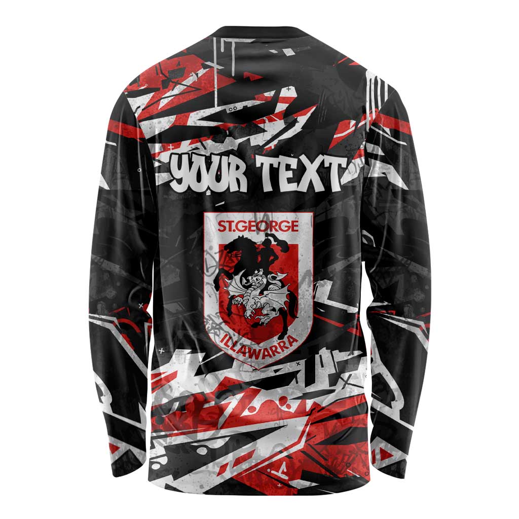 Personalized St. George Illawarra Dragons Long Sleeve Shirt Graffiti Grunge Abstract Urban Street Style Design