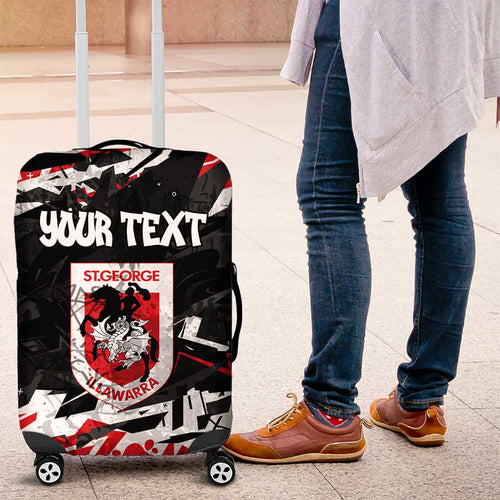 Personalized St. George Illawarra Dragons Luggage Cover Graffiti Grunge Abstract Urban Street Style Design