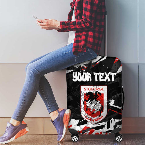 Personalized St. George Illawarra Dragons Luggage Cover Graffiti Grunge Abstract Urban Street Style Design