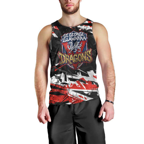 Personalized St. George Illawarra Dragons Men Tank Top Graffiti Grunge Abstract Urban Street Style Design