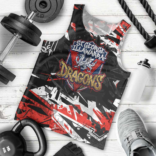 Personalized St. George Illawarra Dragons Men Tank Top Graffiti Grunge Abstract Urban Street Style Design