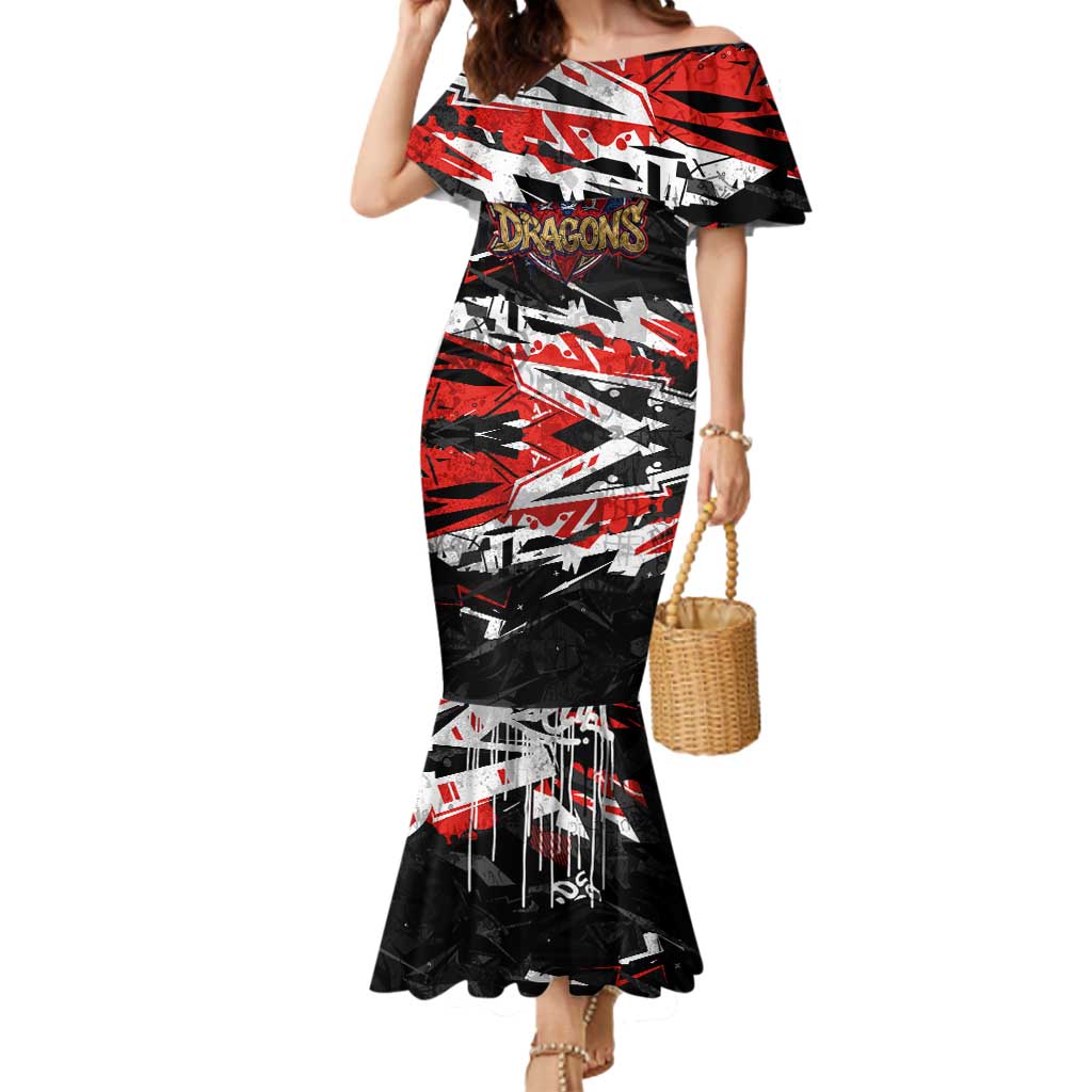 Personalized St. George Illawarra Dragons Mermaid Dress Graffiti Grunge Abstract Urban Street Style Design