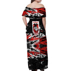 Personalized St. George Illawarra Dragons Off Shoulder Maxi Dress Graffiti Grunge Abstract Urban Street Style Design