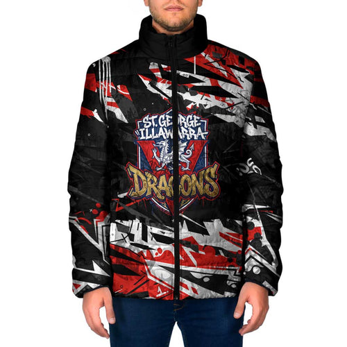 Personalized St. George Illawarra Dragons Padded Jacket Graffiti Grunge Abstract Urban Street Style Design