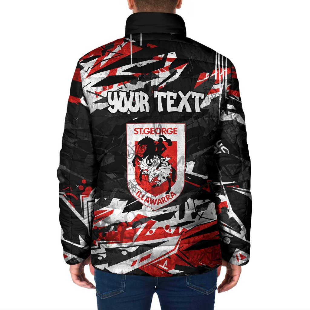 Personalized St. George Illawarra Dragons Padded Jacket Graffiti Grunge Abstract Urban Street Style Design