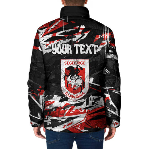 Personalized St. George Illawarra Dragons Padded Jacket Graffiti Grunge Abstract Urban Street Style Design