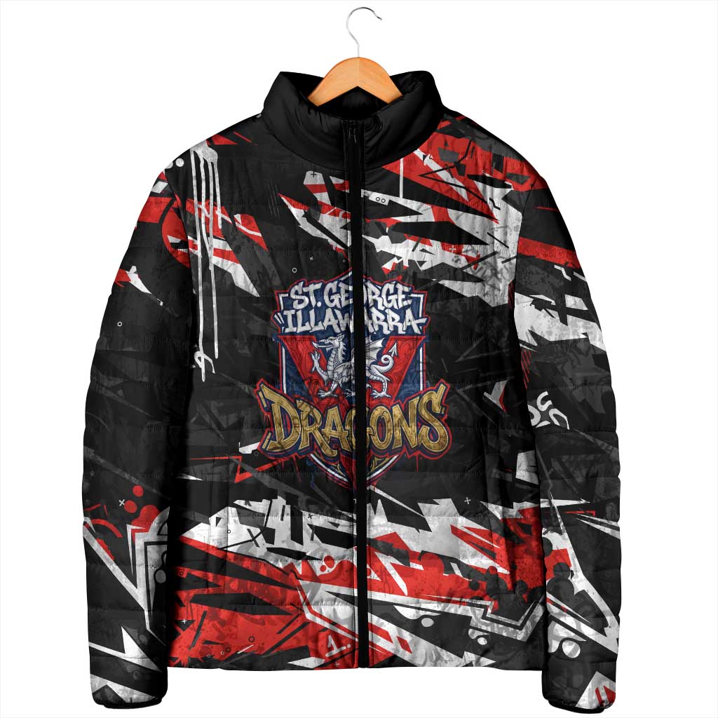 Personalized St. George Illawarra Dragons Padded Jacket Graffiti Grunge Abstract Urban Street Style Design