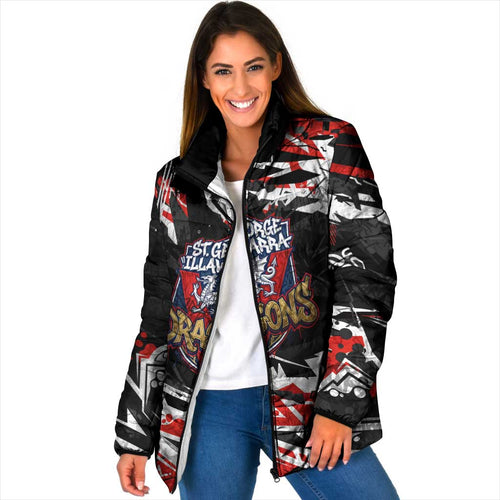Personalized St. George Illawarra Dragons Padded Jacket Graffiti Grunge Abstract Urban Street Style Design