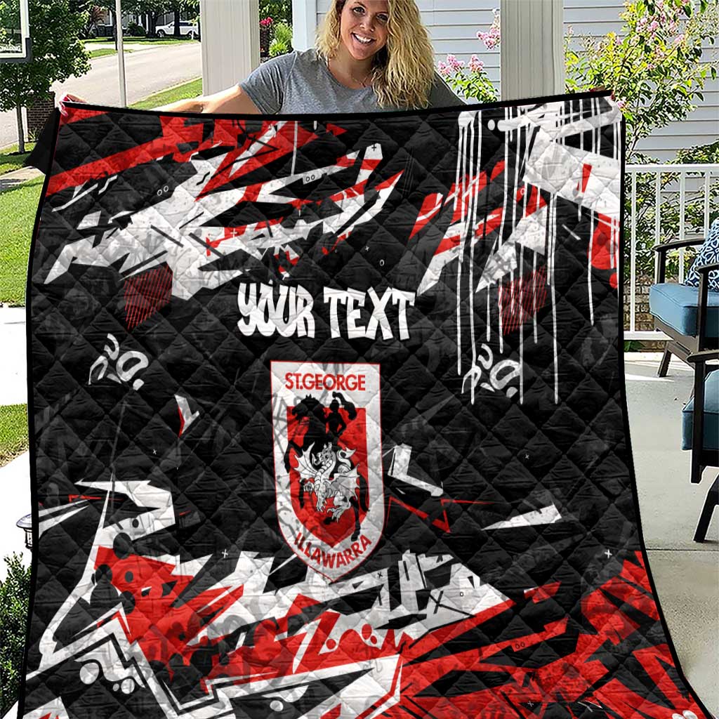 Personalized St. George Illawarra Dragons Quilt Graffiti Grunge Abstract Urban Street Style Design