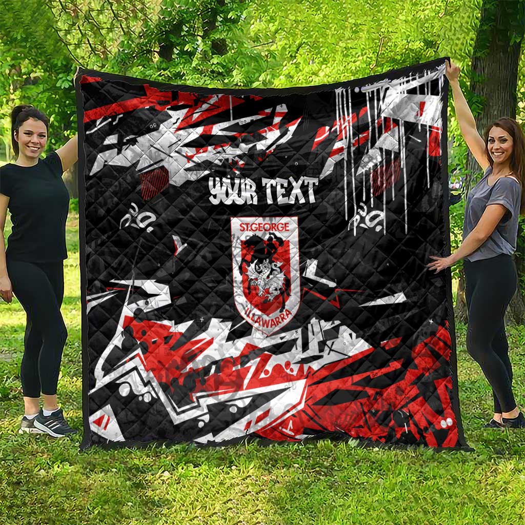 Personalized St. George Illawarra Dragons Quilt Graffiti Grunge Abstract Urban Street Style Design