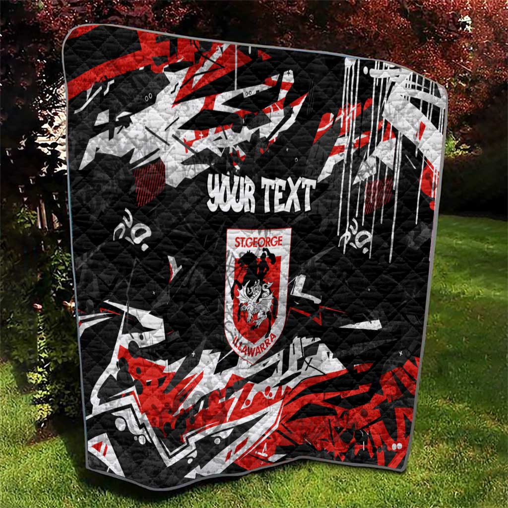 Personalized St. George Illawarra Dragons Quilt Graffiti Grunge Abstract Urban Street Style Design