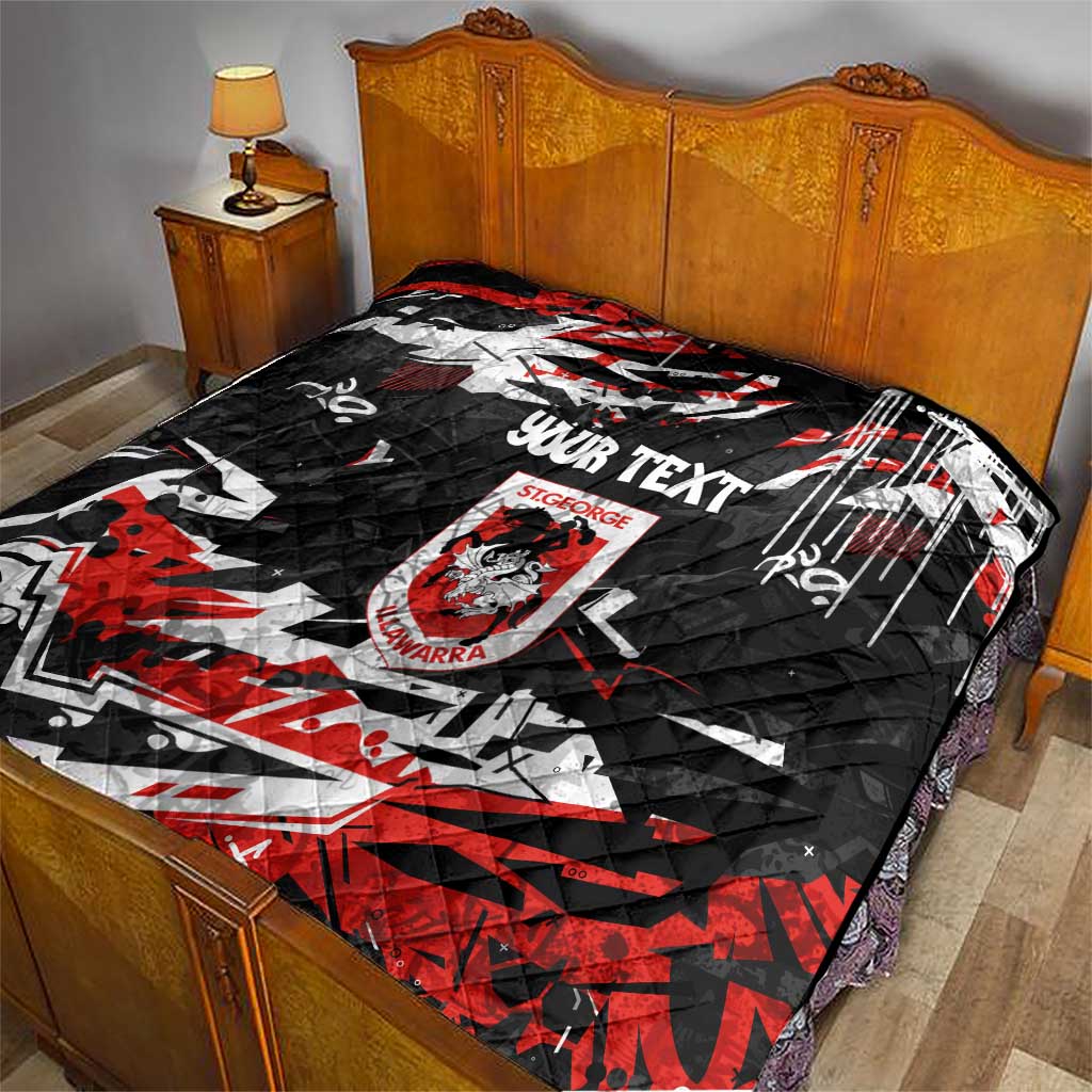 Personalized St. George Illawarra Dragons Quilt Graffiti Grunge Abstract Urban Street Style Design