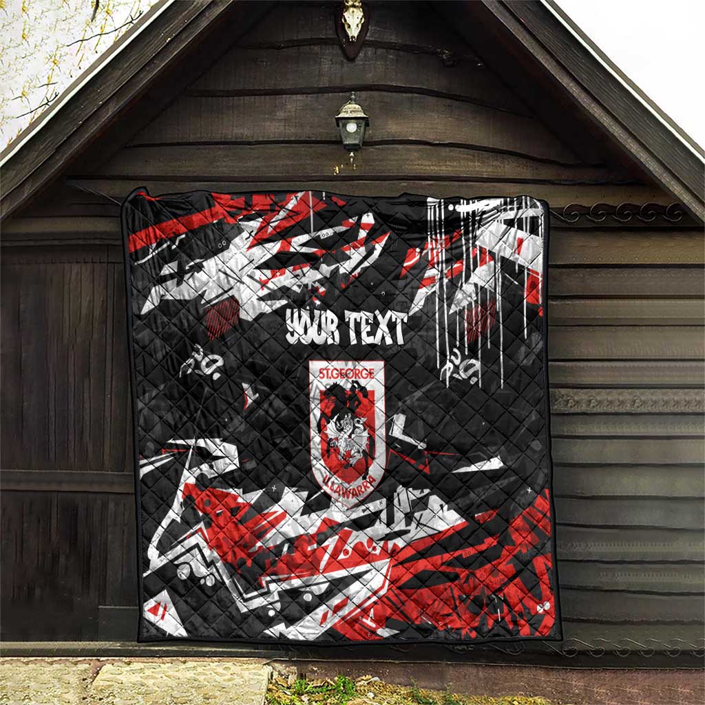 Personalized St. George Illawarra Dragons Quilt Graffiti Grunge Abstract Urban Street Style Design