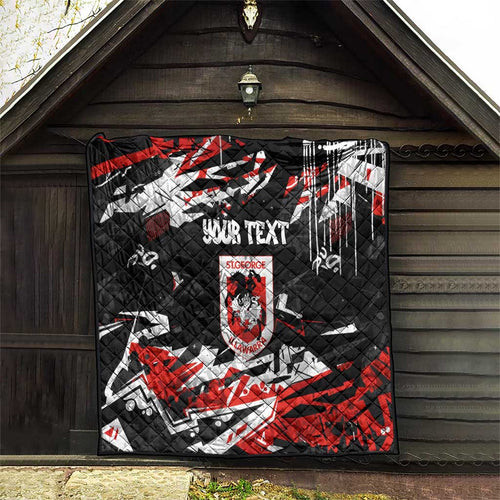 Personalized St. George Illawarra Dragons Quilt Graffiti Grunge Abstract Urban Street Style Design