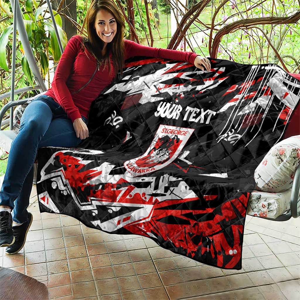 Personalized St. George Illawarra Dragons Quilt Graffiti Grunge Abstract Urban Street Style Design