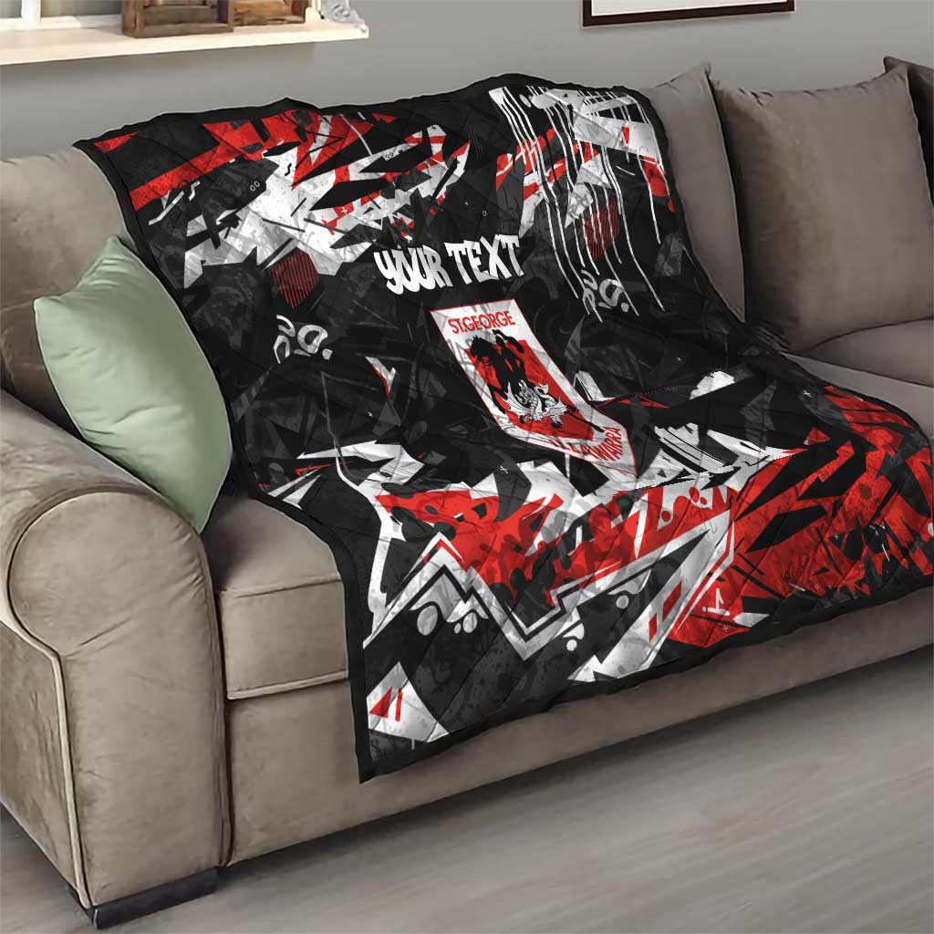 Personalized St. George Illawarra Dragons Quilt Graffiti Grunge Abstract Urban Street Style Design