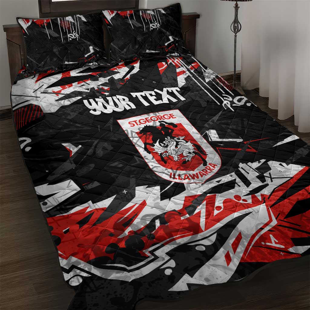 Personalized St. George Illawarra Dragons Quilt Bed Set Graffiti Grunge Abstract Urban Street Style Design