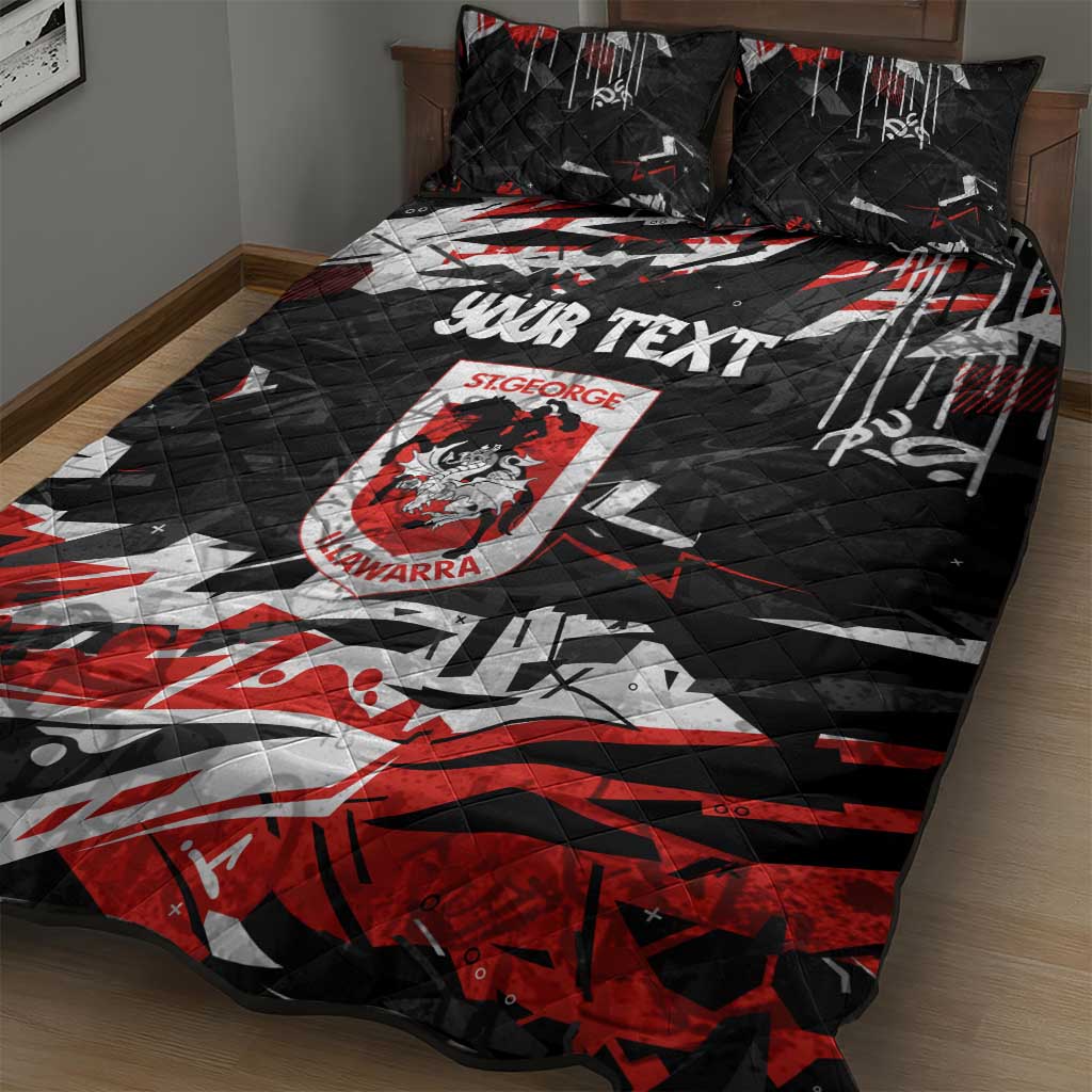 Personalized St. George Illawarra Dragons Quilt Bed Set Graffiti Grunge Abstract Urban Street Style Design
