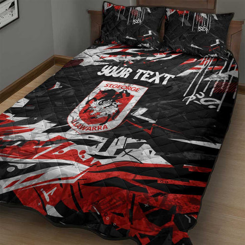 Personalized St. George Illawarra Dragons Quilt Bed Set Graffiti Grunge Abstract Urban Street Style Design