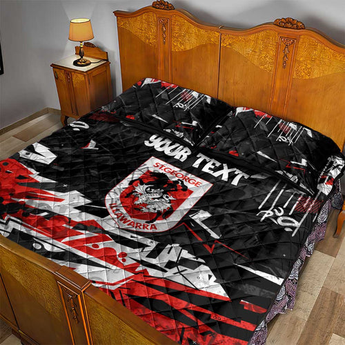 Personalized St. George Illawarra Dragons Quilt Bed Set Graffiti Grunge Abstract Urban Street Style Design