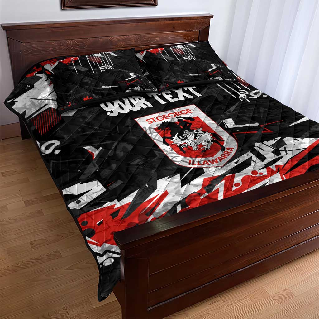 Personalized St. George Illawarra Dragons Quilt Bed Set Graffiti Grunge Abstract Urban Street Style Design