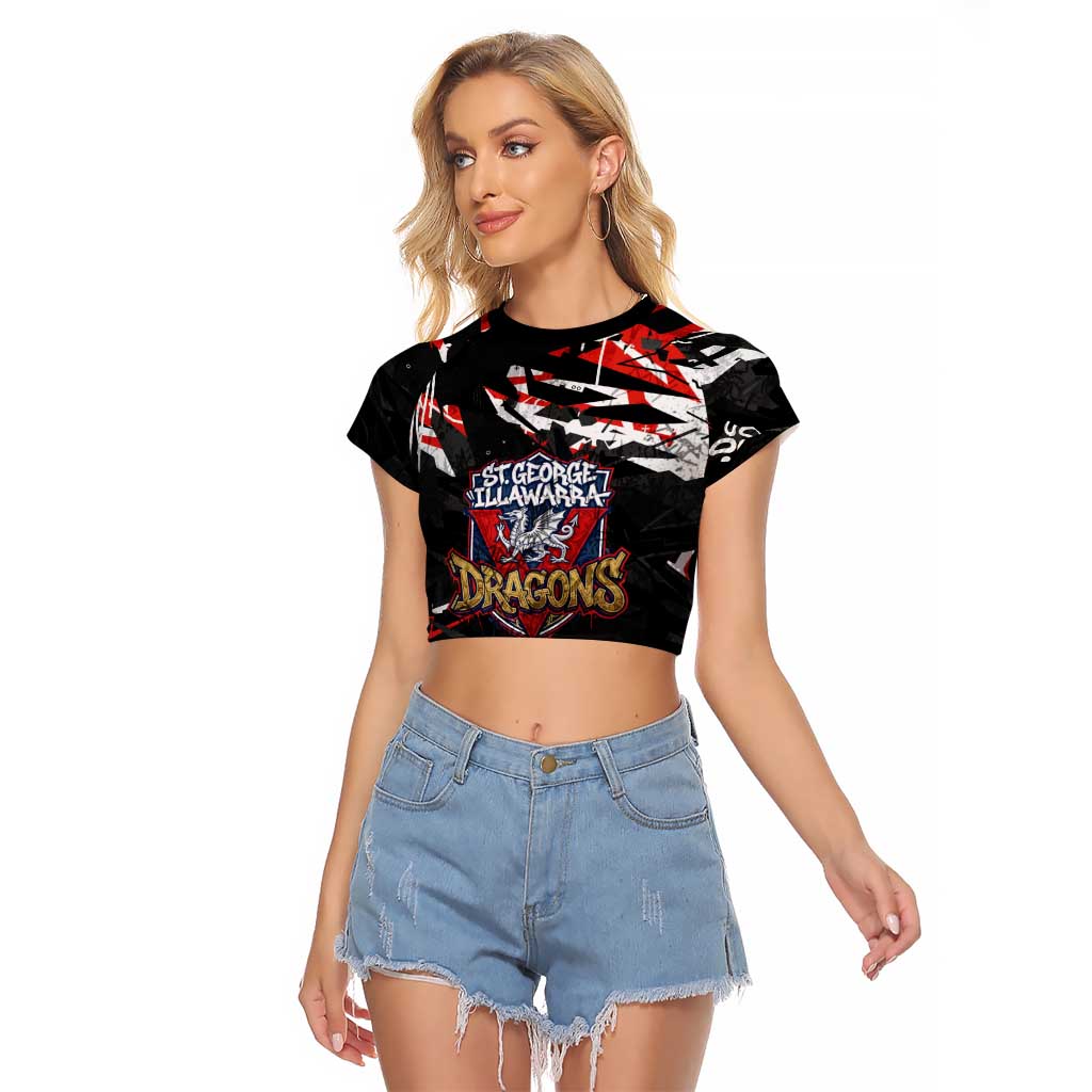 Personalized St. George Illawarra Dragons Raglan Cropped T Shirt Graffiti Grunge Abstract Urban Street Style Design