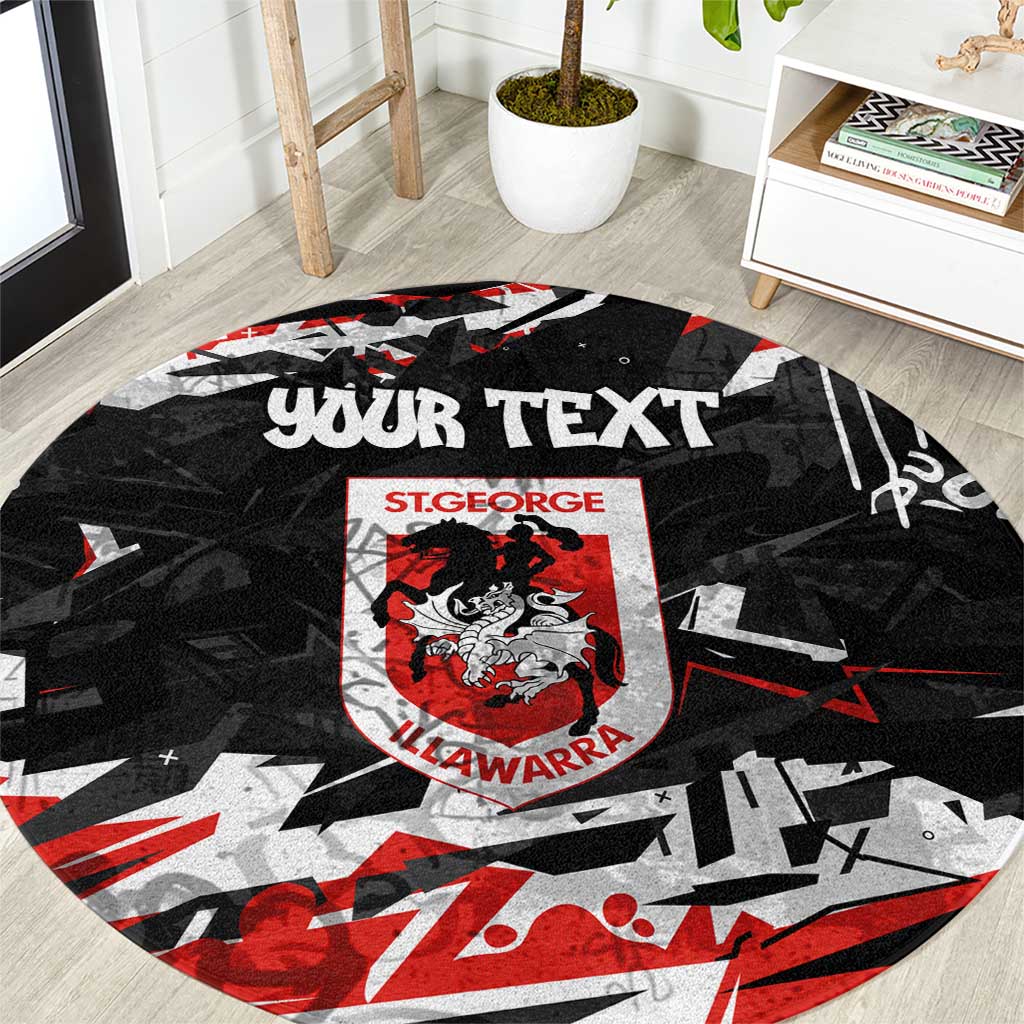 Personalized St. George Illawarra Dragons Round Carpet Graffiti Grunge Abstract Urban Street Style Design
