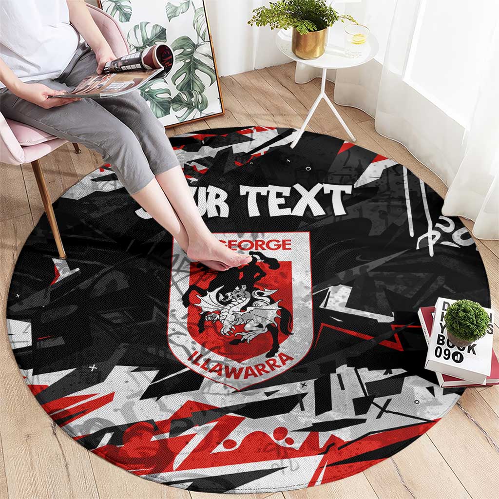 Personalized St. George Illawarra Dragons Round Carpet Graffiti Grunge Abstract Urban Street Style Design