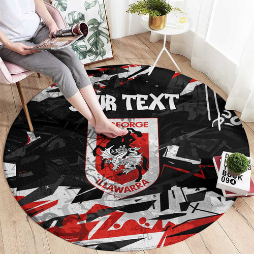 Personalized St. George Illawarra Dragons Round Carpet Graffiti Grunge Abstract Urban Street Style Design