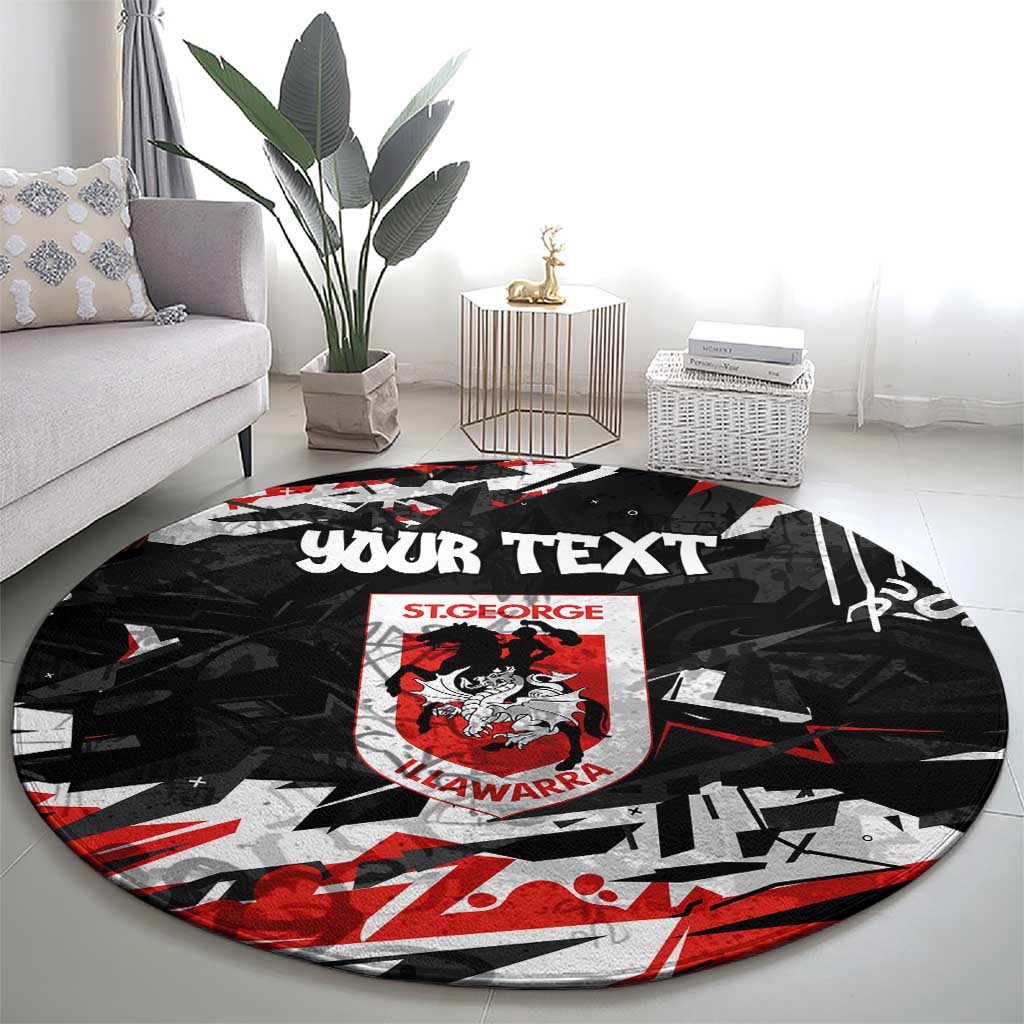 Personalized St. George Illawarra Dragons Round Carpet Graffiti Grunge Abstract Urban Street Style Design