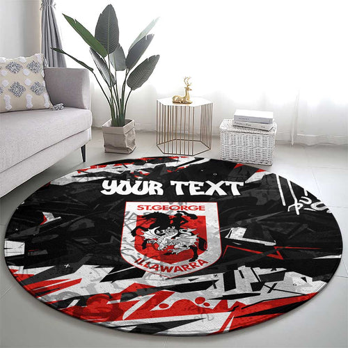 Personalized St. George Illawarra Dragons Round Carpet Graffiti Grunge Abstract Urban Street Style Design